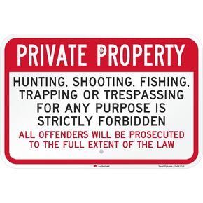 لافتة عاكسة للضوء من الفئة الهندسية 3M من SmartSign مطبوع عليها Legend"Special Property Hunting Fishing Forbidden"، 30.48 سم ارتفاع × 45.72 سم عرض، أسود/أحمر على أبيض in Kuwait
