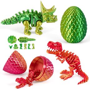 2 Pack 3D Printed Dinosaur Egg Toys Dino Set-Bule Purple in Kuwait
