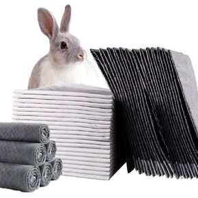 PINVNBY Rabbit Pee Pads,100 Pieces Disposable Cage Liners Black Carbon Super Absorbent Odor-Control,Bunny Potty Training Pad with Quick-Dry Surface for Cat Puppy Kitten Hamsters Chinchillas in Kuwait