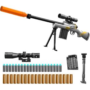 Shushuzz Shell Ejecting Toy Sniper Rifle for Kids Age 8-12 – Spring-Powered Foam Blaster with Scope & 40 Soft Bullets, Realistic Pump Action Outdoor Adventure Gift for Boys & Collectors in Kuwait
