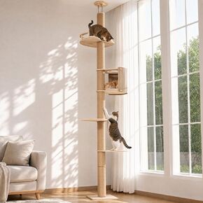FUKUMARU Floor to Ceiling Cat Tree, 78-108in (6.5–9ft) Adjustable Cat Tower in Kuwait