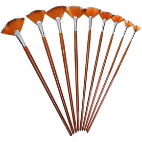 9pcs Nylon Hair Fan Paintbrush Set, for Oil Painting and Art in Kuwait