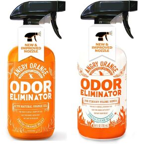 ANGRY ORANGE Dual Scent Pet Odor Eliminator – Citrus & Fresh Spray for Dog and Cat Urine, Carpet Stains, and Strong Smells in Kuwait