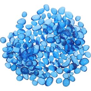 Lb Small Decorative Marbles and Blue Glass Stones with Polished Texture and Smooth Edges, Colored Glass Beads for Plant Arrangement, Fish Tank Stone Decor, and Garden DIY Crafts in Saudi Arabia