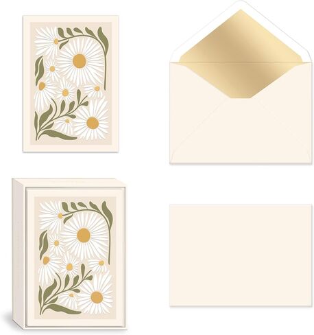Lady Jayne All Occasion Blank Boxed Note Cards, with Gold-Foil Lined Envelopes and Embossed Details – 5" x 3.5" each, Set of 12 Cards – Flower Market Daisy (80910) in Kuwait