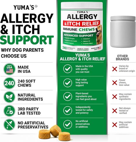 Dog Allergy Chews for Itchy Skin - 240 Treats - Anti-Itch Immune Relief in Kuwait