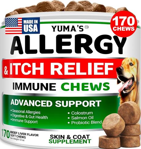 Dog Allergy Relief Chews - 170 Treats, Itchy Skin and Seasonal Itch Support in Kuwait
