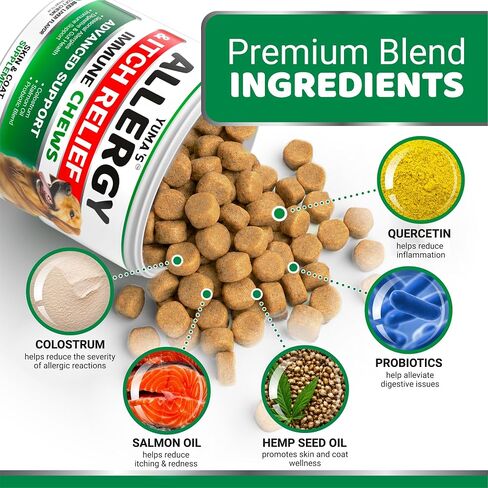 Dog Allergy Relief Chews - 170 Treats, Itchy Skin and Seasonal Itch Support in Kuwait