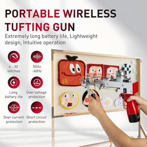 Vehipa Cordless Tufting Gun Kit with Carpet Trimmer, 2 in 1 Cut Pile and Loop Pile Tufting Gun Starter Kit with 2pcs 10Ah Batteries, Tufting Cloth and Yarn in Saudi Arabia
