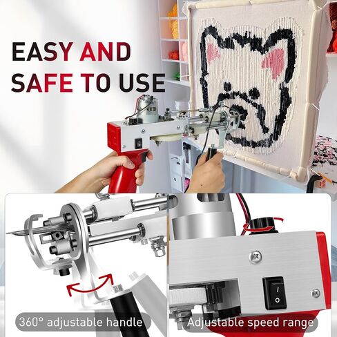 Vehipa Cordless Tufting Gun Kit with Carpet Trimmer, 2 in 1 Cut Pile and Loop Pile Tufting Gun Starter Kit with 2pcs 10Ah Batteries, Tufting Cloth and Yarn in Saudi Arabia