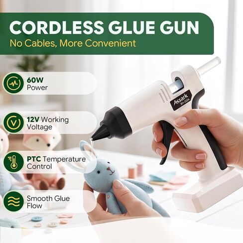 Cordless Hot Glue Gun, 6000mAh 60-Min Battery, Plug-in for Nonstop Use in Kuwait
