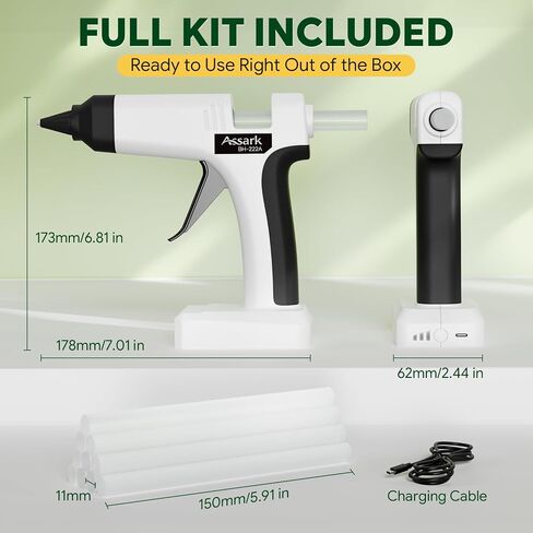 Cordless Hot Glue Gun, 6000mAh 60-Min Battery, Plug-in for Nonstop Use in Kuwait