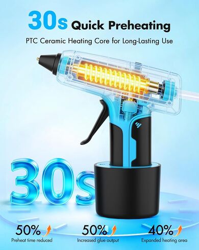 Hot Glue Gun Cordless - USB Rechargeable 4000mAh Wireless Mini Glue Gun with 25Pcs Glue Sticks Set, Heating Fast & Smart Power-Off for Crafts DIY Arts Home Repairs Blue in Saudi Arabia