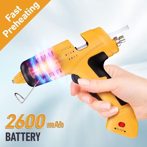 Cordless Hot Glue Gun, 20W Hot Glue Gun with 30PCS Premium Glue Sticks & 1m USB-C Cable, 2000mAh Built-in Battery Suitable for School Craft, Home Repair, DIY (Cordless) in Kuwait