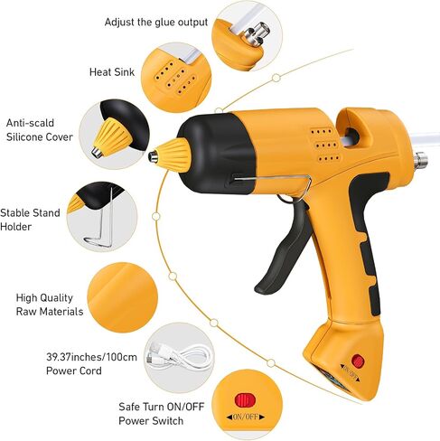 Cordless Hot Glue Gun, 20W Hot Glue Gun with 30PCS Premium Glue Sticks & 1m USB-C Cable, 2000mAh Built-in Battery Suitable for School Craft, Home Repair, DIY (Cordless) in Kuwait