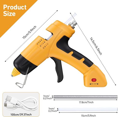 Cordless Hot Glue Gun, 20W Hot Glue Gun with 30PCS Premium Glue Sticks & 1m USB-C Cable, 2000mAh Built-in Battery Suitable for School Craft, Home Repair, DIY (Cordless) in Kuwait