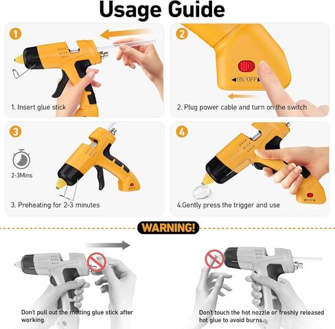 Cordless Hot Glue Gun, 20W Hot Glue Gun with 30PCS Premium Glue Sticks & 1m USB-C Cable, 2000mAh Built-in Battery Suitable for School Craft, Home Repair, DIY (Cordless) in Kuwait