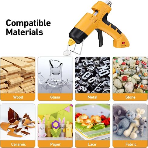 Cordless Hot Glue Gun, 20W Hot Glue Gun with 30PCS Premium Glue Sticks & 1m USB-C Cable, 2000mAh Built-in Battery Suitable for School Craft, Home Repair, DIY (Cordless) in Kuwait