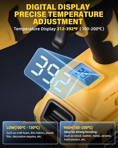 Cordless Hot Glue Gun 100W Adjustable Temp Display for DeWalt 20V in Saudi Arabia