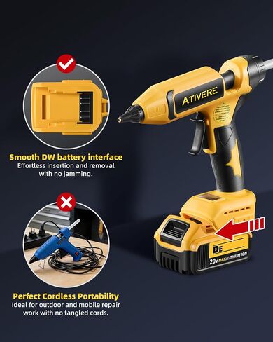 Cordless Hot Glue Gun 100W Adjustable Temp Display for DeWalt 20V in Saudi Arabia