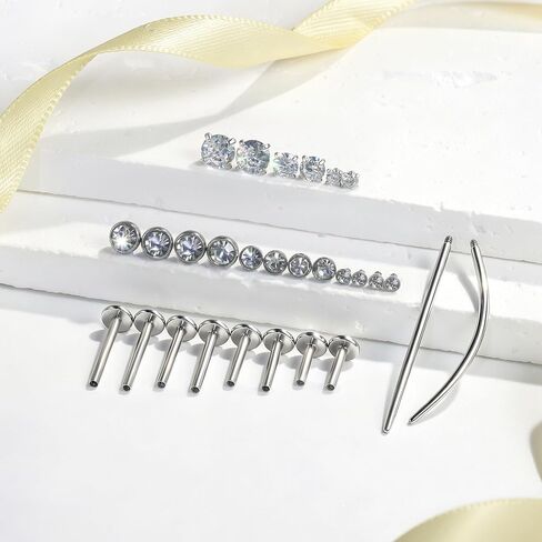 Uqnwbdq 16G الشفاه Labret Monroe Rings Studs الجراحية الصلب الزنمة اللولب الغضروف القرط مسمار خواتم ثقب المجوهرات طول الشريط 6 مم 8 مم 10 مم فضي 27 قطعة in Kuwait