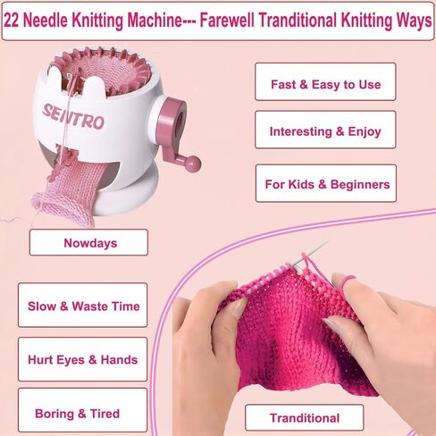 PKHOUHYI Sentro 22 Knitting Machine, Sentro 22 Needles Knitting Machine Automatic Circular Weaving Spinning Knitting Loom Machine Kit for Adults and Beginners for Scarf/Hats/Sweater/Kintting Toys in Kuwait
