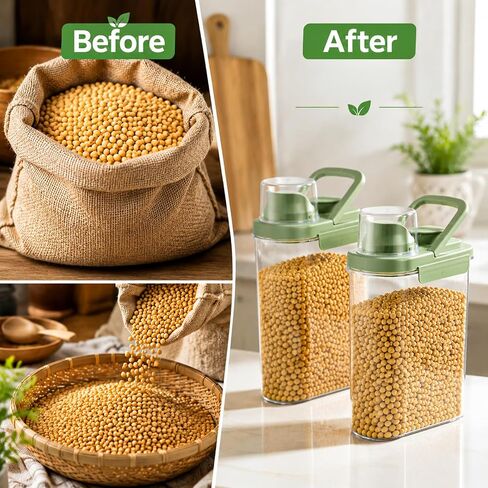 2 Pcs 3 Qt/2.8 L Bird Seed Storage Containers, Plastic Airtight Bird Food Container with Lids and Measuring Cups, Clear BPA-Free Pet Food Dispenser with Handle for Cereal, Grain, Flour, Green in Saudi Arabia