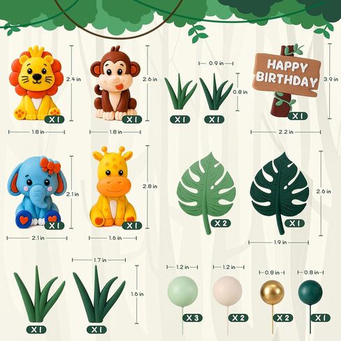 DMIGHT 20-Piece Safari Animal Cake Topper Set for 1st Birthday Party in Saudi Arabia