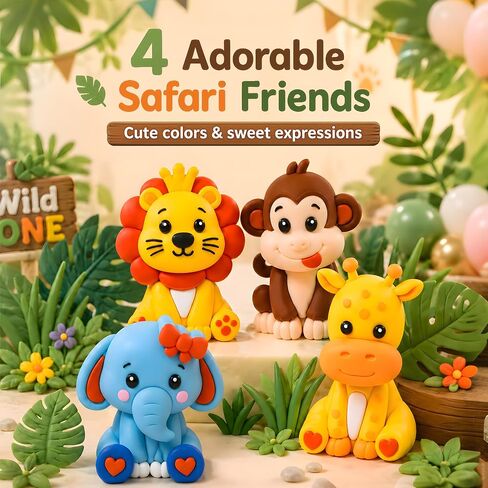 DMIGHT 20-Piece Safari Animal Cake Topper Set for 1st Birthday Party in Saudi Arabia