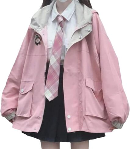 Kawaii Clothes for Teen Girls Kawaii Fall Jacket Cute Hoodies Zip up Girls' Outerwear Jackets Coats in Saudi Arabia