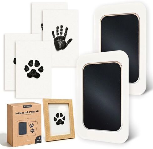 Inkless Paw Print Kit for Dogs, Cats & Babies-Clean Touch Mess-Free Paw & Handprint Impression Keepsake-Memorial Gifts for Pet Lovers & New Moms-1 Inkless Pad&Natural Wooden Frame in Kuwait