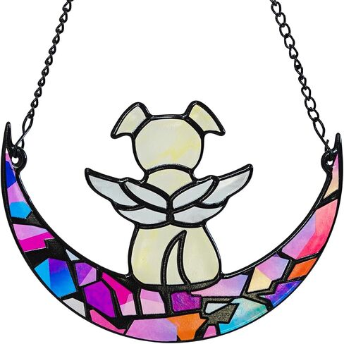 Stained Glass Angel Window Hangings Suncatcher Dog Memorial Gifts for Loss of Dog, Pet Memorial Gifts for Dogs, Loss of Dog Sympathy Gift, Dog Bereavement Gift, Memorial Dog Passing Away Gifts in Saudi Arabia