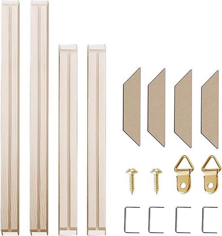 Texas Art DIY Wood Stretcher Bars for Canvas, Solid Wood Frame Kit, Easy to Assemble, Gallery Wrap for Oil Painting, Wall Posters, Customized Wooden Frame Kit for Diamond Painting, White, 16 x 20 in Kuwait