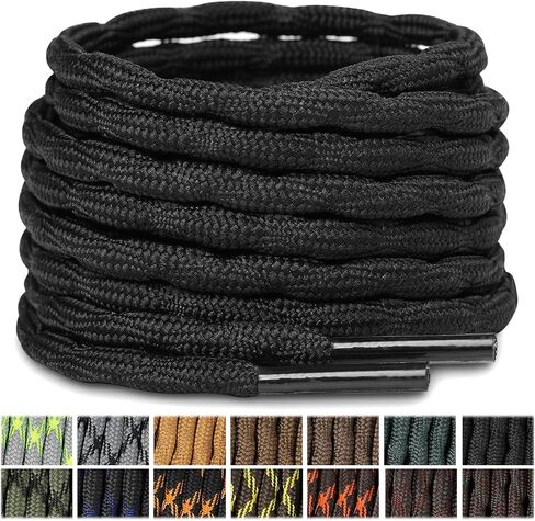 Stepace Wave Round Boot Laces [2 Pairs] Heavy Duty Shoelaces,Work Boots & Hiking Shoes in Kuwait