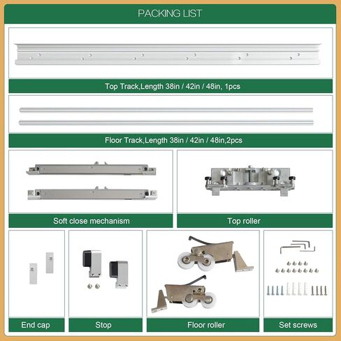 DIYHD 42" Concealed Sliding Barn Door Hardware Soft Closing Interior Wall Mount Hidden Track Rolling Kit in Kuwait