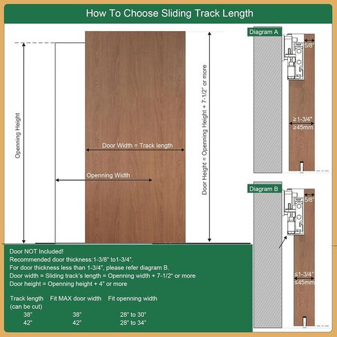 DIYHD 42" Concealed Sliding Barn Door Hardware Soft Closing Interior Wall Mount Hidden Track Rolling Kit in Kuwait