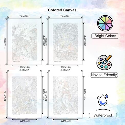 mjcakrn 4 Pack Christmas Paint by Numbers Kit for Adults with Framed Easel in Saudi Arabia