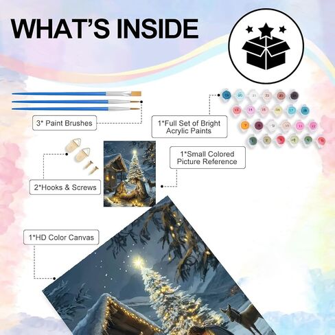 mjcakrn 4 Pack Christmas Paint by Numbers Kit for Adults with Framed Easel in Saudi Arabia