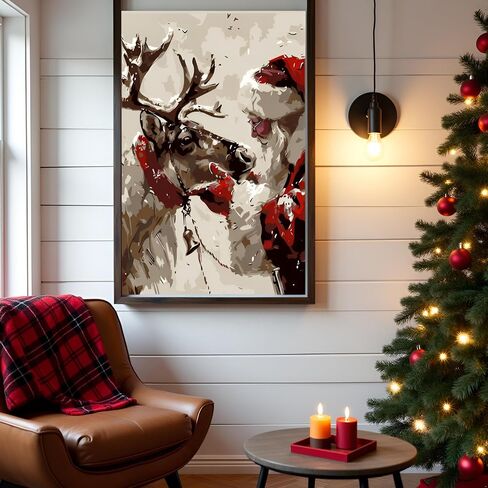 mjcakrn 4 Pack Christmas Paint by Numbers Kit for Adults with Framed Easel in Saudi Arabia