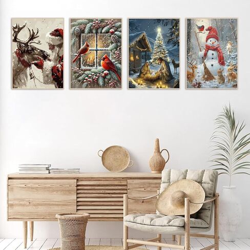 mjcakrn 4 Pack Christmas Paint by Numbers Kit for Adults with Framed Easel in Saudi Arabia