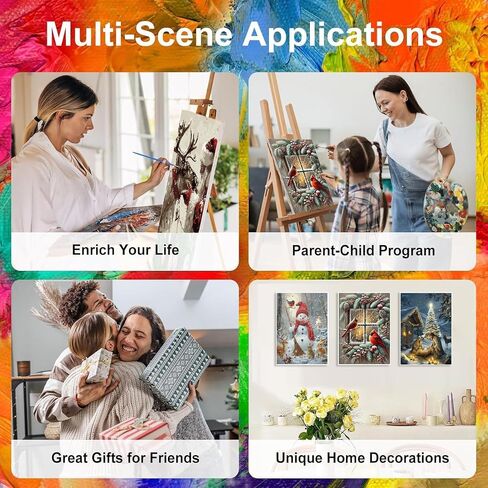 mjcakrn 4 Pack Christmas Paint by Numbers Kit for Adults with Framed Easel in Saudi Arabia