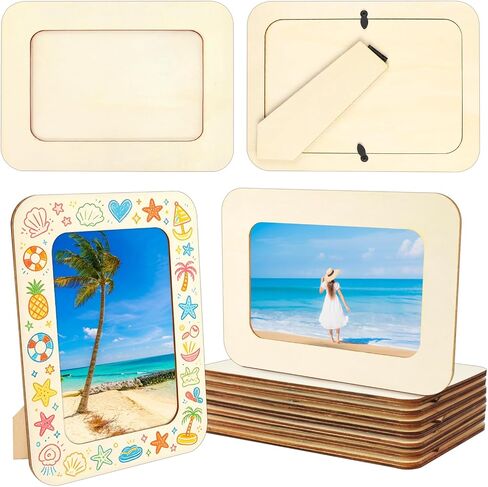 VOKOY 20 Pack Wooden Picture Frames for Crafts, DIY Wood Craft Picture Frames Bulk for 4" x 6" Photos,Unfinished Standing Photo Frames DIY Crafts Wood Decorate for Birthday Party Gifts in Kuwait