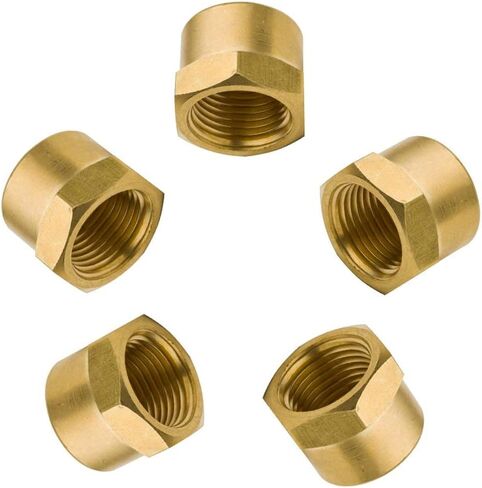 Legines Brass Pipe Fitting Cap 1/2" NPT Female Hex Head 1200psi High Pressure, 5pcs in Kuwait