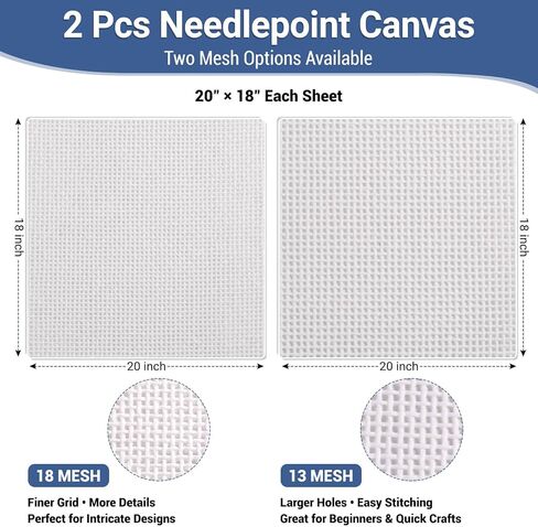 2 Pack Needlepoint Canvas, 13 Mesh & 18 Mesh Needlepoint Canvas 20" X 18" in Saudi Arabia