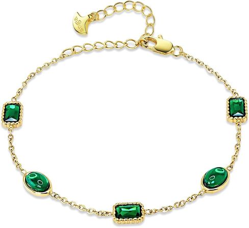 Tennis Bracelets for Women, Tennis Bracelet, Green Bracelet, Emerald Jewelry, 18K Gold Plated Emerald Green Bracelets for Women by SNGIA, Amethyst Bracelet, Green Bracelet, Gold Tennis Bracelet, Sapphire Jewelry for Women in Kuwait