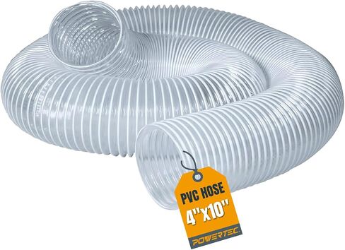 POWERTEC 70111V 4 بوصة × 10 قدم خرطوم تجميع الغبار PVC لمجمع الغبار لأعمال النجارة والمكنسة الكهربائية، خرطوم جامع الغبار 4 بوصة لتركيبات جمع الغبار in Kuwait