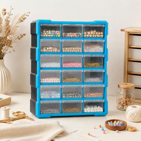 Hardware Organizer Cabinet with Clear Drawers Space-Efficient Wall-Mountable Parts Organizer for Hobby Room, Orange in Saudi Arabia