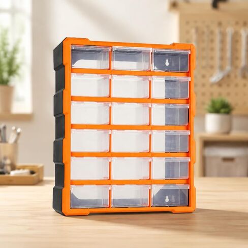 Hardware Organizer Cabinet with Clear Drawers Space-Efficient Wall-Mountable Parts Organizer for Hobby Room, Orange in Saudi Arabia