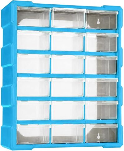 Hardware Organizer Cabinet with Clear Drawers Space-Efficient Wall-Mountable Parts Organizer for Hobby Room, Blue in Saudi Arabia