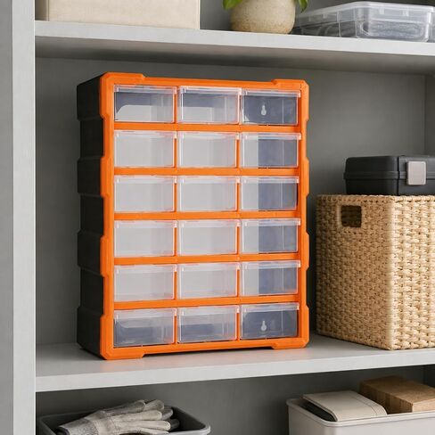 Hardware Organizer Cabinet with Clear Drawers Space-Efficient Wall-Mountable Parts Organizer for Hobby Room, Blue in Saudi Arabia